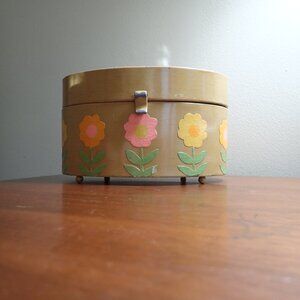 Vintage Metal Box Purse Flowers